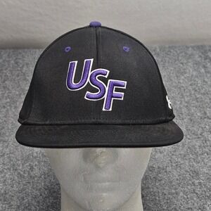 University South Florida Bulls Hat 7 1/4 Black Purple USF NSIC Flat Brim Cap